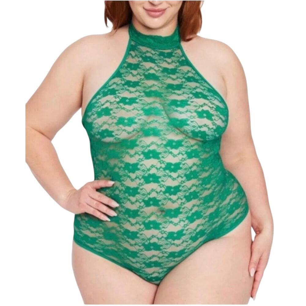 NWT Frederick's of Hollywood Green Lace Margarita Bodysuit Women's Size Large